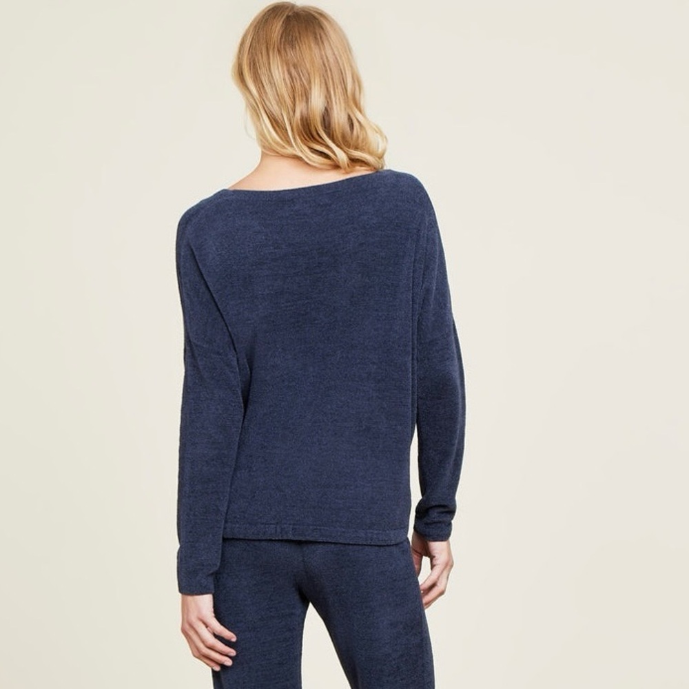 Barefoot Dreams CozyChic Ultra Lite Slouchy Pullover Cozy Lounge Sweater Blue L - Picture 5 of 15
